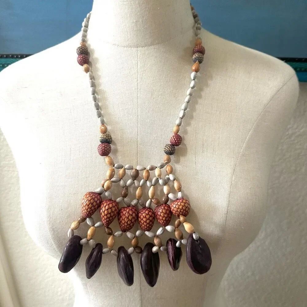 nut beaded tribal necklace